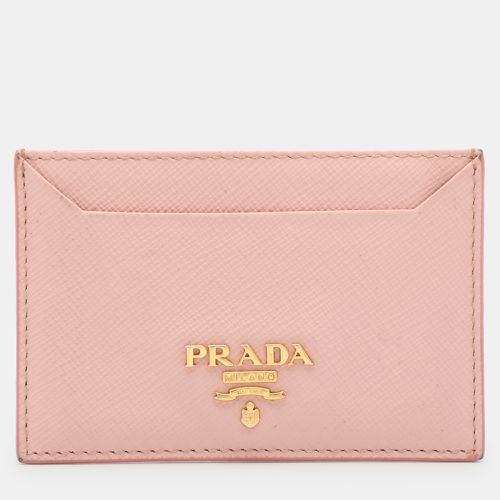 Prada Pink Saffiano Leather Logo Card Holder - Prada - Modalova