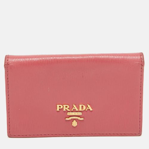 Prada Pink Vittello Move Leather Business Card Holder - Prada - Modalova