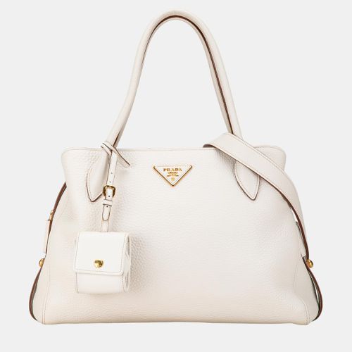 Prada White Leather Vitello Daino Satchel - Prada - Modalova