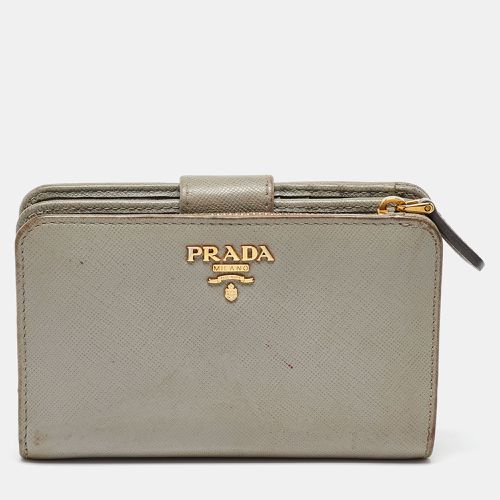 Prada Grey Saffiano Leather Flap French Wallet - Prada - Modalova