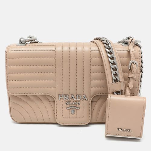 Prada Beige Quilted Leather Medium Diagramme Shoulder Bag - Prada - Modalova