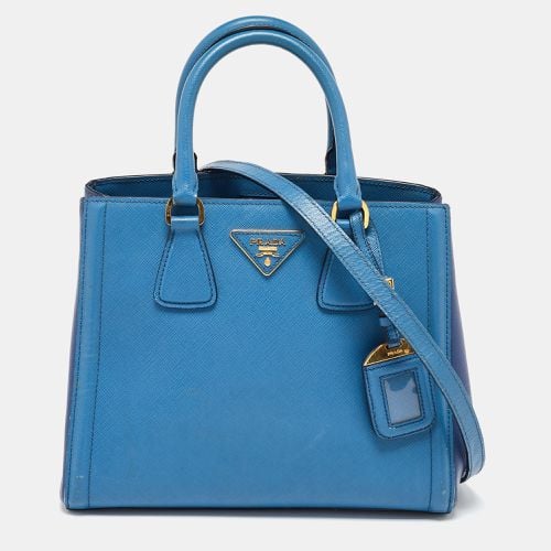 Prada Two Tone Blue Saffiano Leather Open Tote - Prada - Modalova