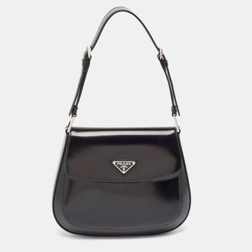 Prada Black Brushed Leather Cleo Shoulder Bag - Prada - Modalova