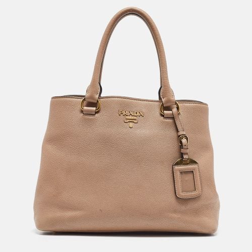 Prada Beige Vitello Daino Leather Middle Zip Tote - Prada - Modalova