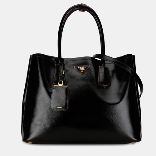 Prada Medium Saffiano Vernice Double Satchel Bag - Prada - Modalova