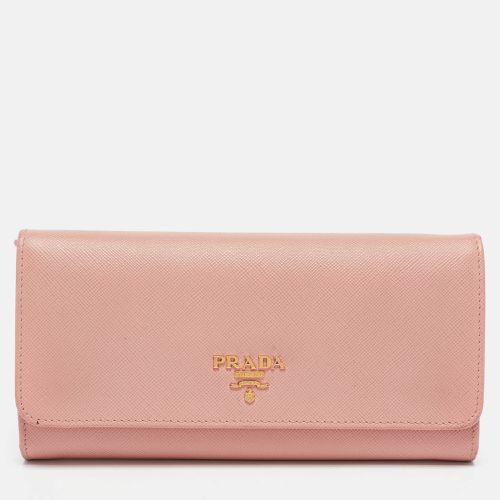 Prada Pink Saffiano Lux Leather Logo Flap Continental Wallet - Prada - Modalova