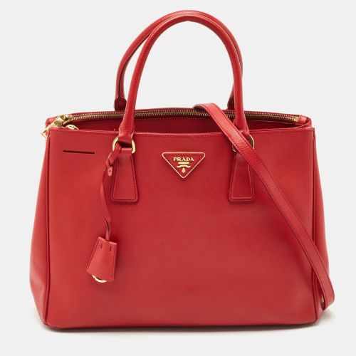 Prada Red Saffiano Lux Leather Medium Double Zip Tote - Prada - Modalova