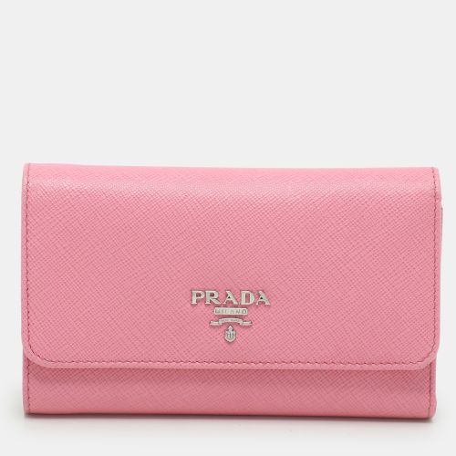 Prada Pink Saffiano Leather Trifold Continental Wallet - Prada - Modalova