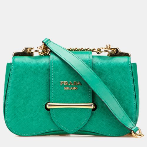 Prada Green Saffiano Sidonie Crossbody - Prada - Modalova