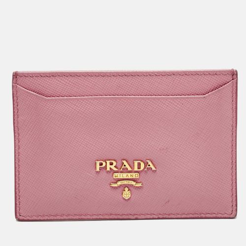 Prada Pink Saffiano Leather Logo Card Holder - Prada - Modalova