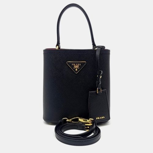 Prada Black Leather Pannier Tote and Shoulder Bag - Prada - Modalova