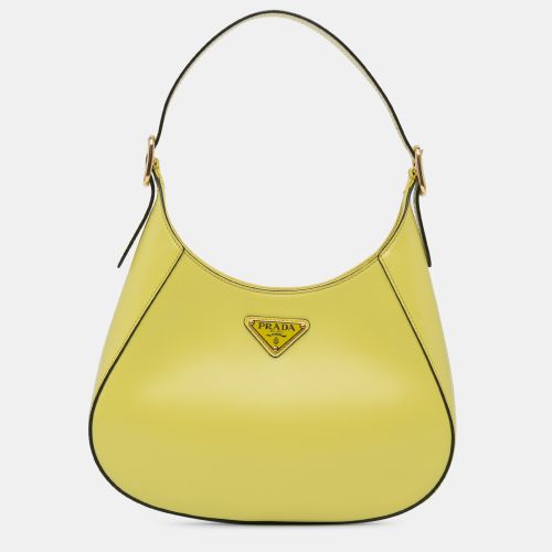 Prada Yellow Spazzolato Cleo Hobo Bag - Prada - Modalova