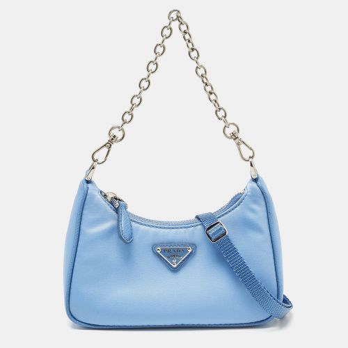 Prada Blue Tessuto Nylon Mini Re-Edition Shoulder Bag - Prada - Modalova