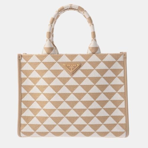 Prada Beige Jacquard Triangle Tote Bag - Prada - Modalova