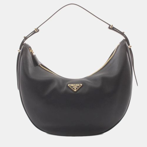 Prada Black Leather Soft Grain Hobo Bag - Prada - Modalova