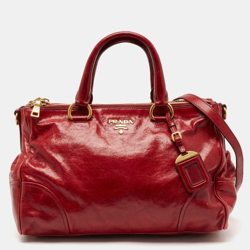 Prada Red Soft Leather Double Zip Convertible Tote - Prada - Modalova
