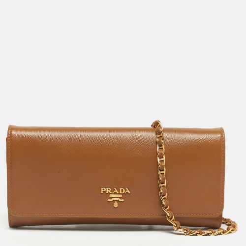 Prada Brown Saffiano Metal Leather Wallet On Chain - Prada - Modalova