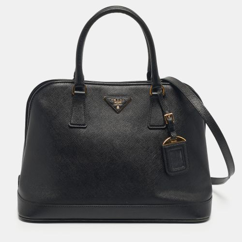 Prada Black Saffiano Lux Leather Promenade Open Satchel - Prada - Modalova
