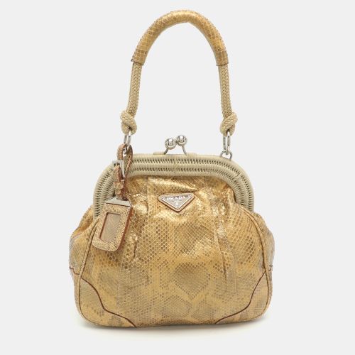Python Leather Frame Satchel - Prada - Modalova