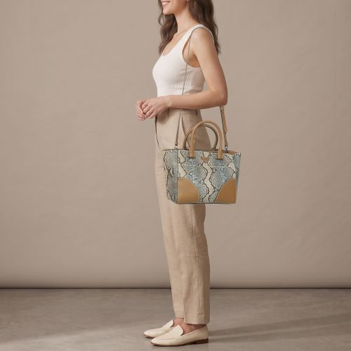 Twin /Brown Leather and Python Leather Tote - Prada - Modalova