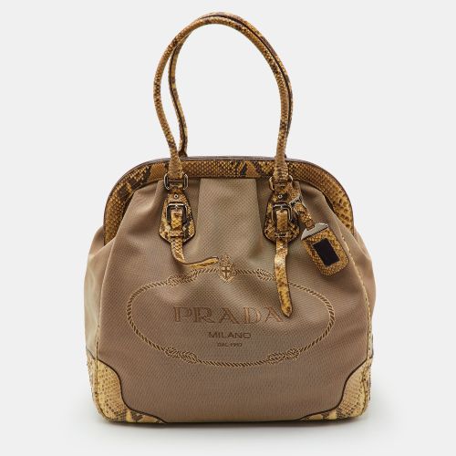 Canapa Frame /Yellow Canvas and Python Satchel - Prada - Modalova