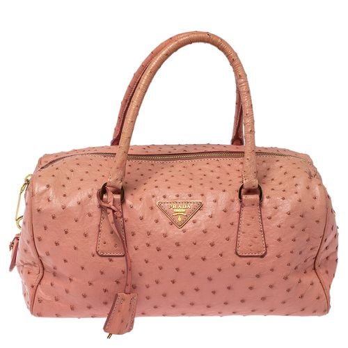 Prada Peach Ostrich Boston Bag - Prada - Modalova