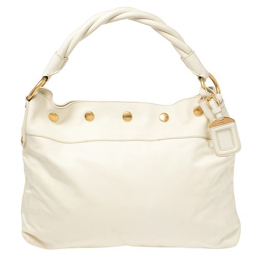 Prada White Nylon and Leather Braided Handle Hobo - Prada - Modalova