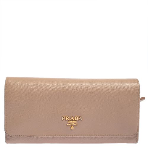 Prada Beige Saffiano Lux Leather Flap Continental Wallet - Prada - Modalova