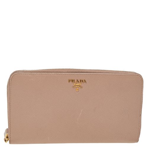 Prada Cream Saffiano Leather Zip Around Wallet - Prada - Modalova