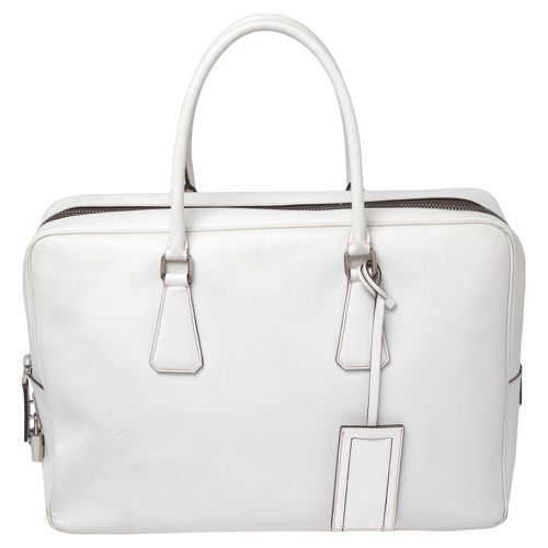 Prada Off-White Saffiano Leather Bauletto Bag - Prada - Modalova