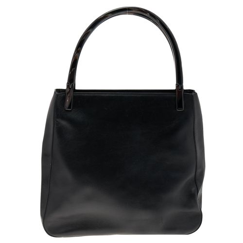 Prada Black Leather Acrylic Handle Tote - Prada - Modalova