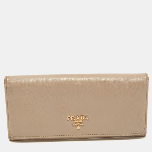 Prada Dark Beige Saffiano Leather Flap Continental Wallet - Prada - Modalova