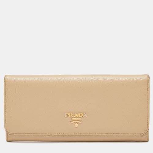 Prada Beige Saffiano Leather Flap Continental Wallet - Prada - Modalova