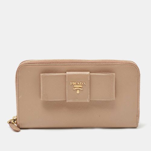 Saffiano Leather Bow Zip Around Wallet - Prada - Modalova