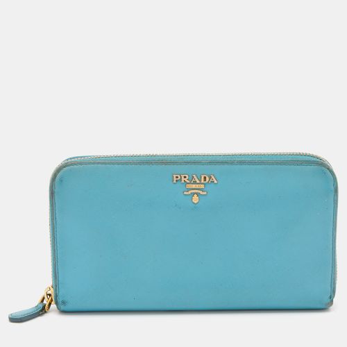 Prada Blue Saffiano Lux Leather Zip Around Wallet - Prada - Modalova