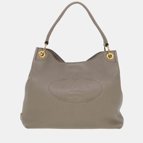 Prada Grey Leather Vitello Phenix Tote Bag - Prada - Modalova