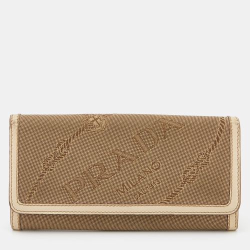 Prada Beige Jacquard Logo Canvas and Leather Flap Continental Wallet - Prada - Modalova