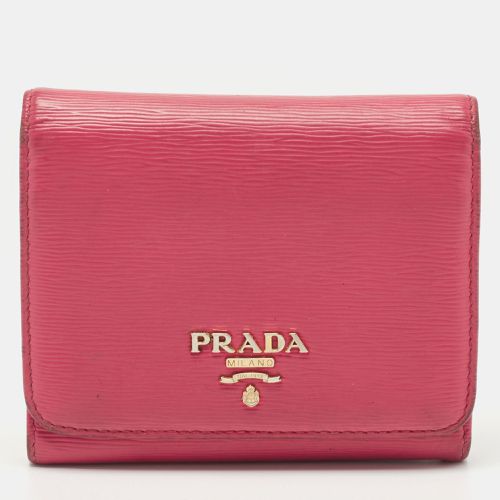 Prada Pink Move Leather Logo Trifold Wallet - Prada - Modalova