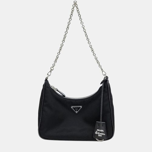 Prada Black Leather Nylon Re Edition Shoulder Bag - Prada - Modalova