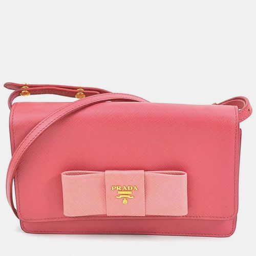 Prada Pink Leather Saffiano Lux Bow Wallet On Chain - Prada - Modalova