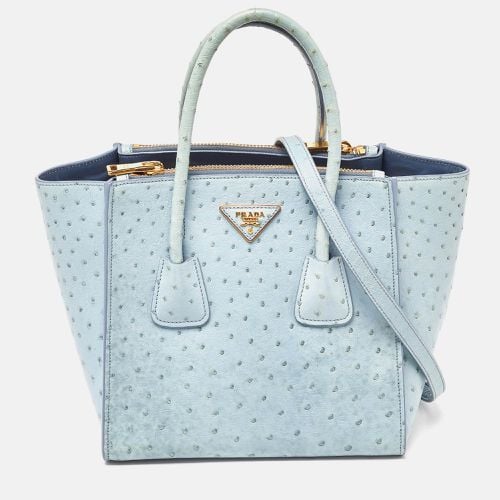 Prada Light Blue Ostrich Leather Struzzo Twin Pocket Tote - Prada - Modalova