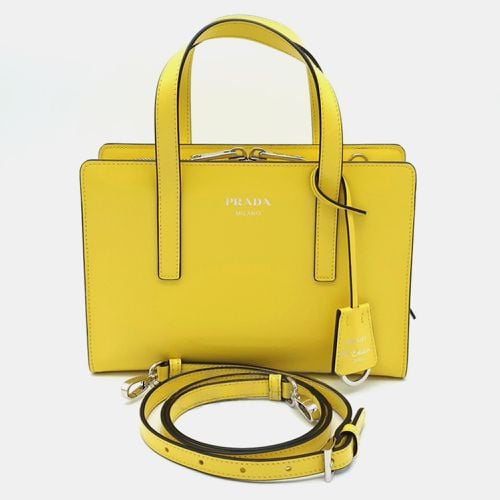 Prada Yellow leather brushed mini tote bag - Prada - Modalova