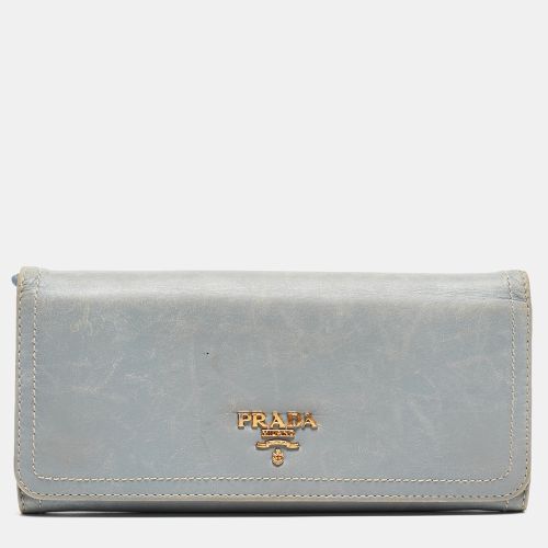 Prada Light Blue Leather Logo Flap Continental Wallet - Prada - Modalova