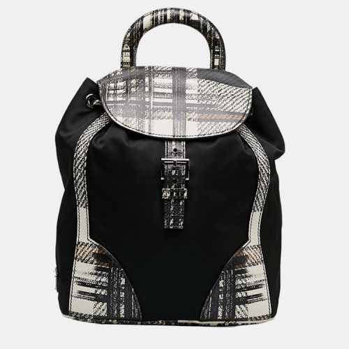 Prada Black Nylon Printed Vela Backpack - Prada - Modalova