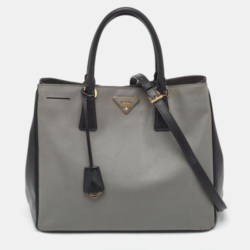 Prada Black/Grey Saffiano Lux Leather Colorblock Galleria Tote - Prada - Modalova