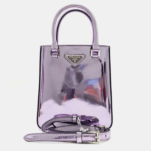 Prada Purple Small Brushed Tote Bag - Prada - Modalova