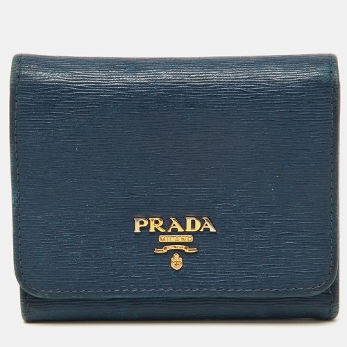 Prada Blue Vittello Move Leather Trifold Wallet - Prada - Modalova