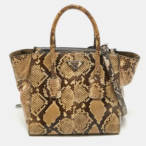 Prada Beige/Black Python Twin Pocket Tote - Prada - Modalova