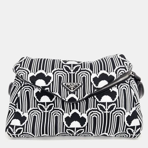 Prada Black/White Jacquard Knit Signaux Shoulder Bag - Prada - Modalova