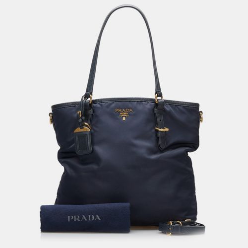 Prada Blue Canvas Tessuto Tote Bag - Prada - Modalova